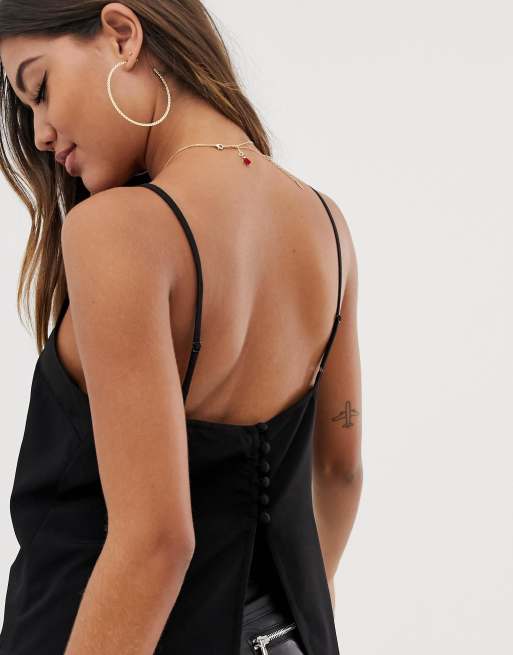 ASOS DESIGN cami with square neck with button back, 3 of 4