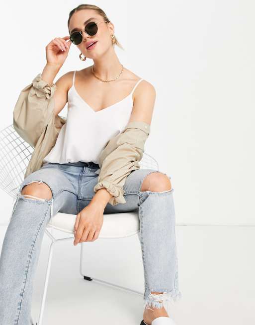 ASOS DESIGN cami with v neck in ivory | ASOS ASOS DESIGN cami with v neck in ivory  | ASOS