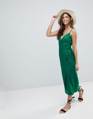 asos green slip dress