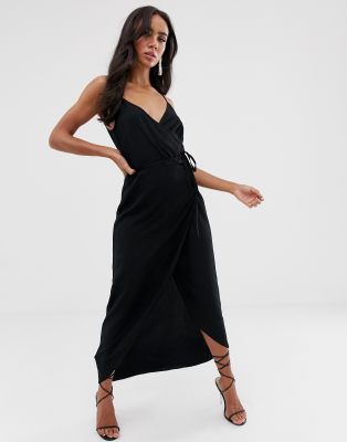 asos design cami wrap maxi dress with tie waist