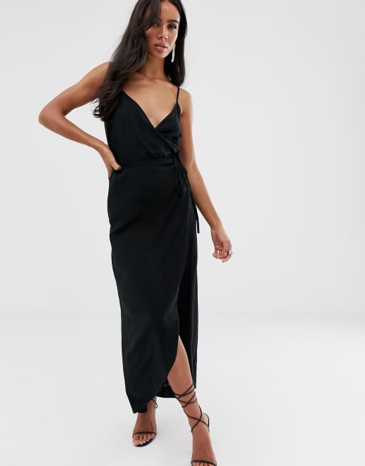 Black cami 2025 wrap dress