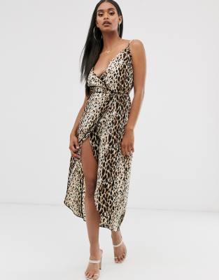 animal print wrap maxi dress