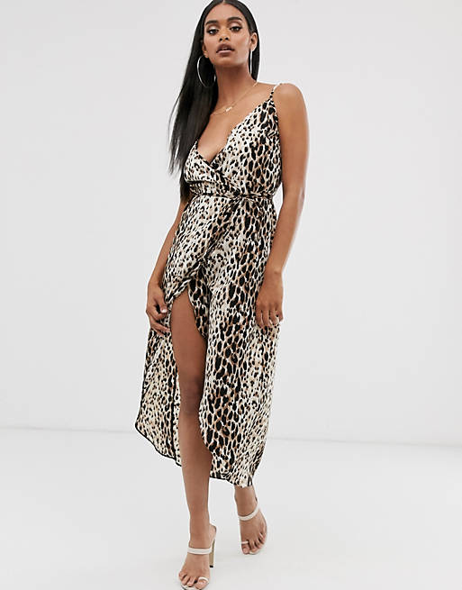 ASOS DESIGN cami wrap maxi dress in leopard print | ASOS