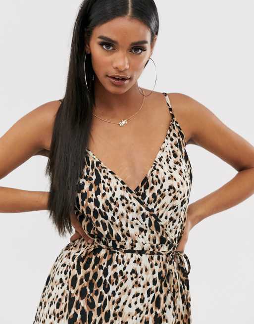 Leopard print 2025 wrap dress asos