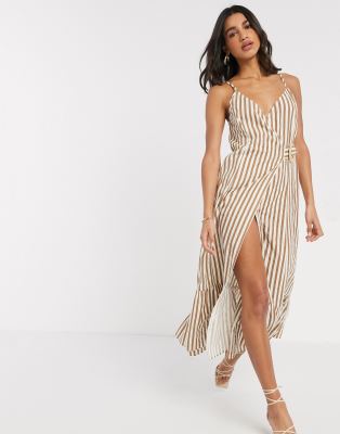 asos design cami wrap maxi dress with tie waist