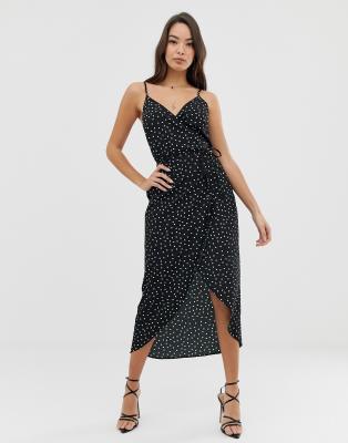 ASOS DESIGN cami wrap maxi dress in polka dot ASOS