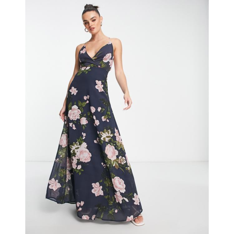 Asos blue floral maxi on sale dress