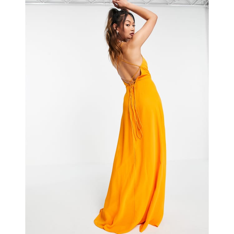 ASOS DESIGN cami wrap maxi dress with lace up back