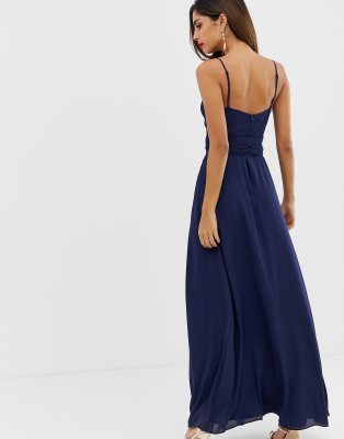 asos design cami wrap maxi dress with tie waist