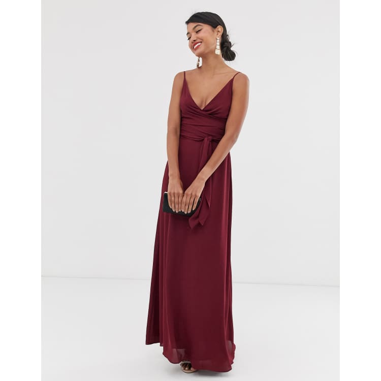 Cami wrap maxi dress with hot sale tie waist