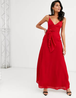 cami wrap maxi dress with tie waist