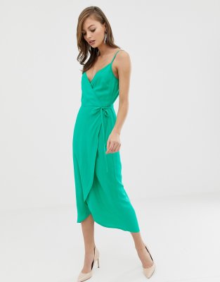 asos design cami wrap maxi dress with tie waist