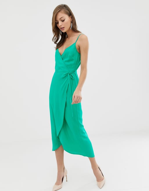 Asos design cami wrap midi dress with hotsell tie waist