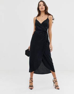 asos design cami wrap maxi dress with tie waist