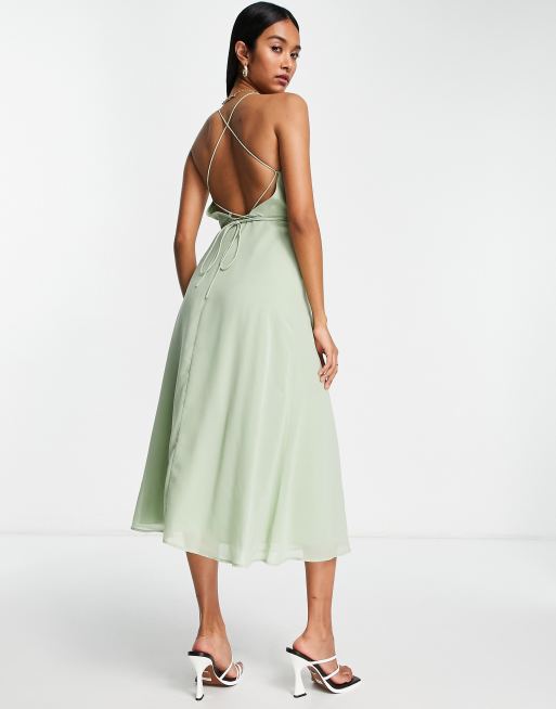 Asos design cami wrap midi dress with tie waist sale