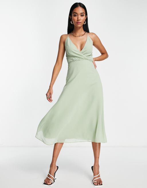 Asos design cami wrap midi dress with tie waist hotsell