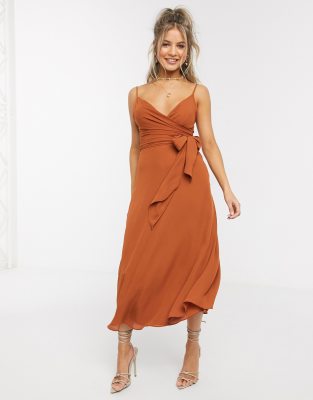 cami wrap midi dress