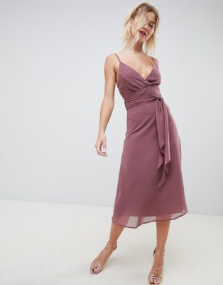 cami wrap dress midi