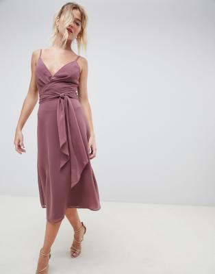 cami wrap dress midi