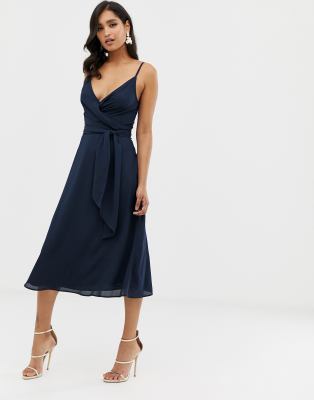 ASOS DESIGN cami wrap midi dress with 