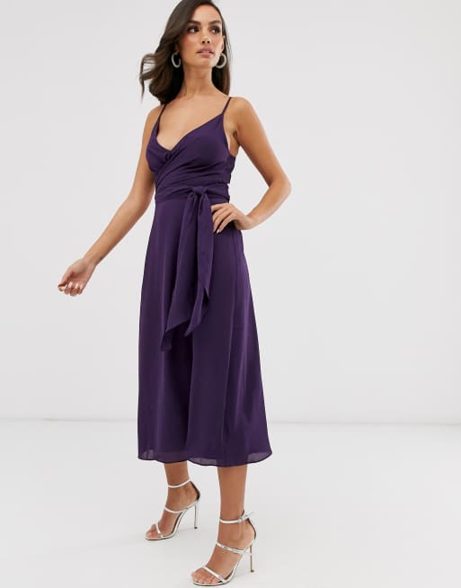 ASOS DESIGN cami wrap midi dress with tie waist
