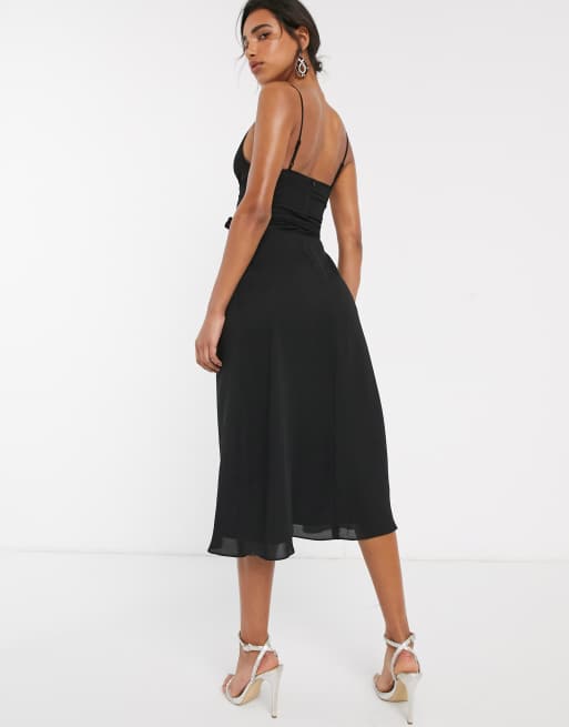 Asos design cami wrap midi outlet dress with tie waist