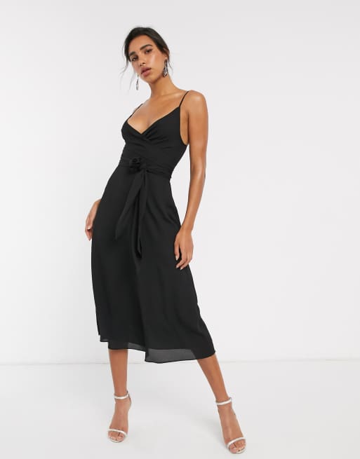 ASOS DESIGN cami wrap midi dress with tie waist
