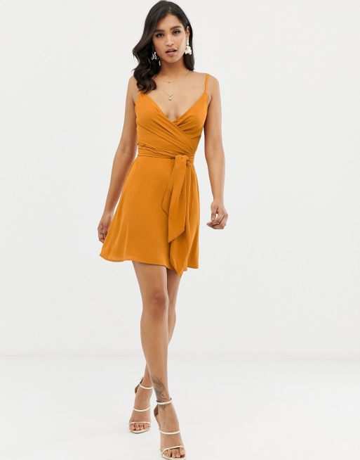 Mini cami 2024 wrap dress