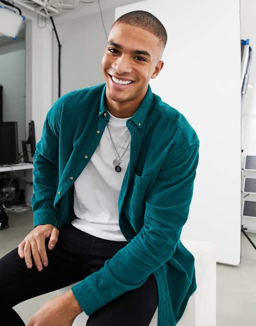 ASOS DESIGN - Camicia a coste oversize anni '90 verde college