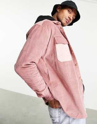 ASOS DESIGN - Camicia a coste oversize stile anni '90 rosa color block