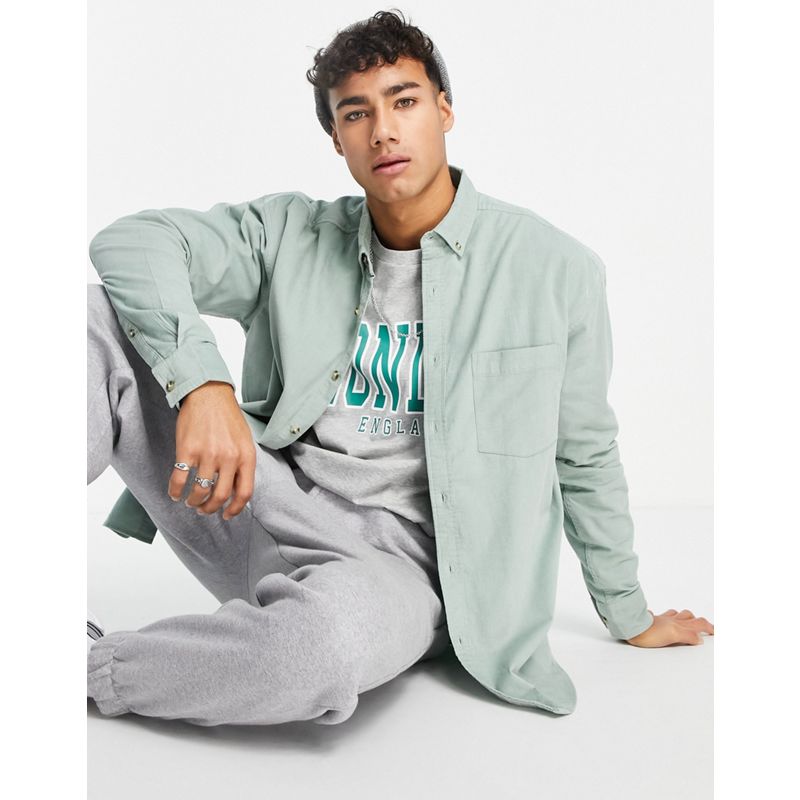 Camicie tinta unita Camicie DESIGN - Camicia a coste oversize stile anni '90 verde salvia