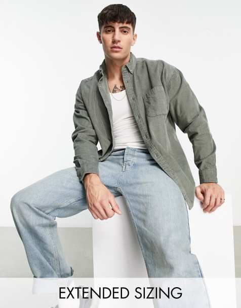 ASOS DESIGN - Camicia a coste oversize stile anni '90 verde salvia - view 1