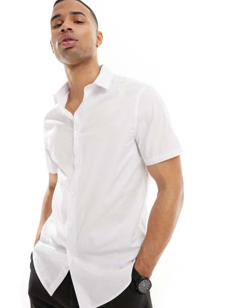 ASOS DESIGN - Camicia a maniche corte vestibilità classica bianca - view 1
