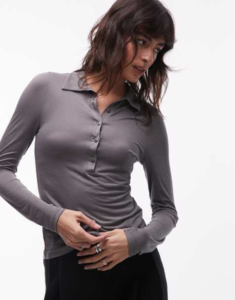 ASOS DESIGN - Camicia a maniche lunghe semitrasparente morbida color antracite - view 1