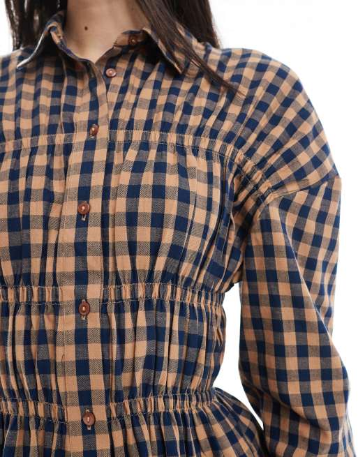 ASOS DESIGN - Camicia a quadretti con dettaglio a punto smock, 3 di 4