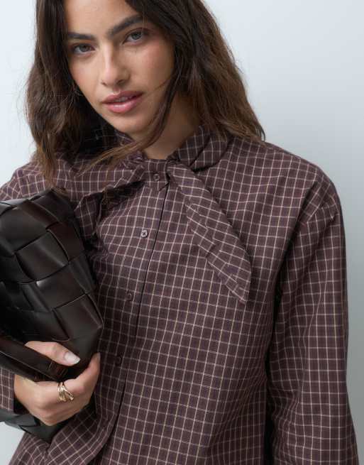 ASOS DESIGN camicia a quadri con allacciatura al collo, 2 di 5