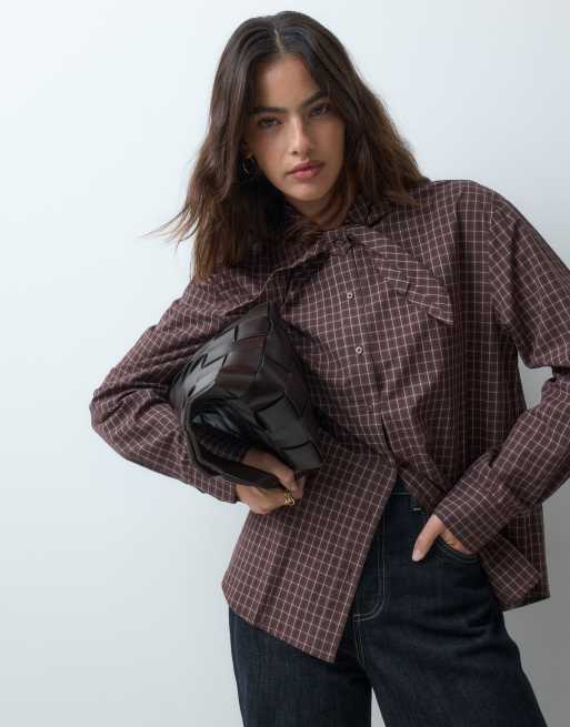 ASOS DESIGN camicia a quadri con allacciatura al collo, 4 di 5