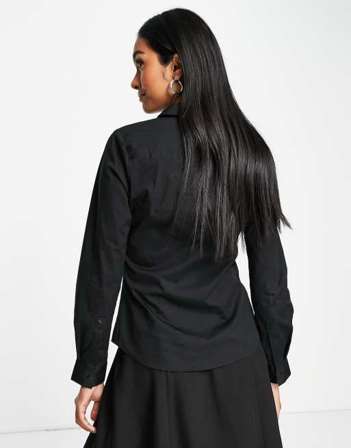 ASOS DESIGN - Camicia aderente a maniche lunghe nera, 2 di 4