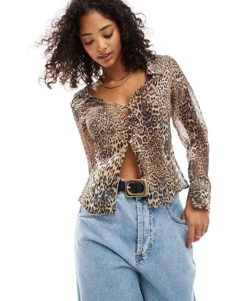 ASOS DESIGN - Camicia aderente in chiffon con stampa leopardata - view 1