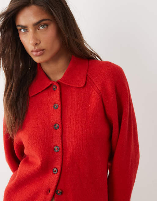 ASOS DESIGN - Camicia aderente in maglia rossa, 3 di 4