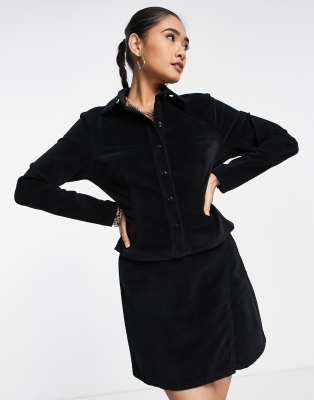 Camicia aderente in velluto nero in coordinato - ASOS DESIGN Camicia donna  - immagine3