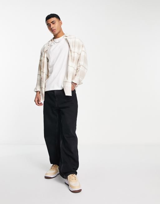 COLLUSION - Camicia oversize marrone e bianca a quadri