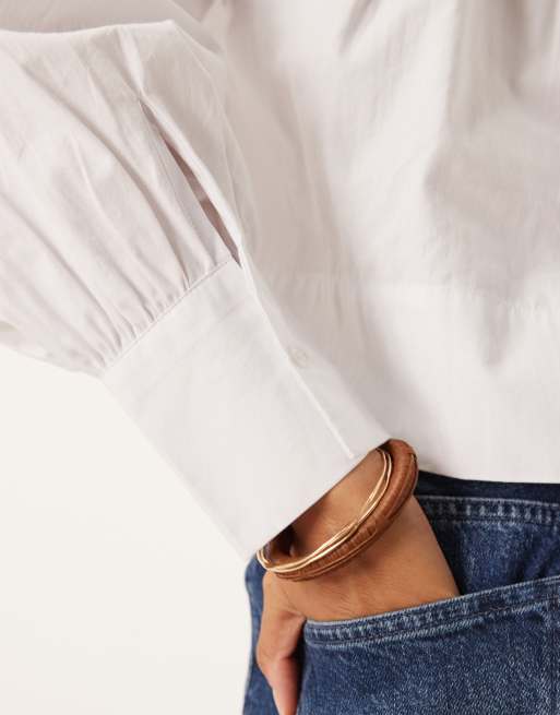 ASOS DESIGN - Camicia arricciata bianca con spalline imbottite, 4 di 4