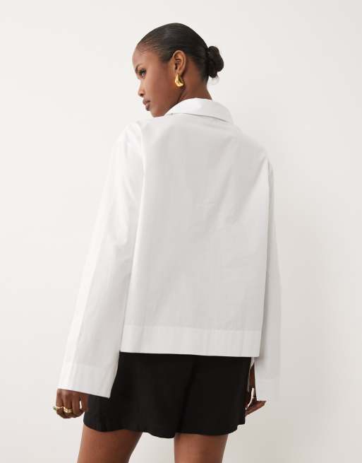 ASOS DESIGN - Camicia asimmetrica stile mandarino allacciata sul davanti bianca, 4 di 4