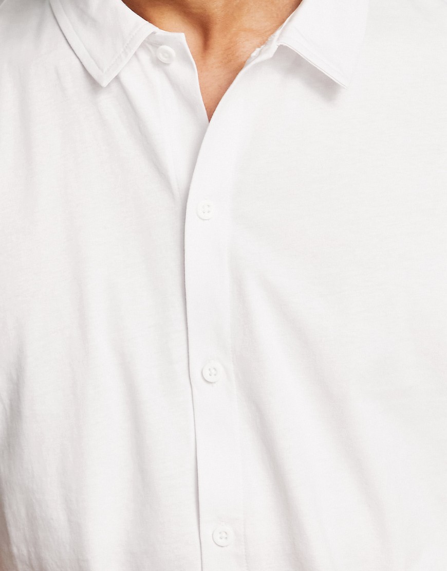 Camicia attillata bianca in jersey-Bianco - ASOS DESIGN Camicia donna  - immagine1
