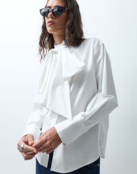 ASOS DESIGN - Camicia bianca con fiocco grande al collo - view 1
