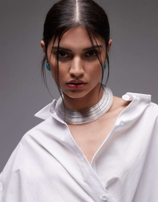 ASOS DESIGN - Camicia bianca in popeline stretta in vita avvolgente, 3 di 4