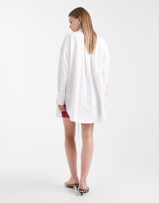 ASOS DESIGN - Camicia bianca oversize con lacci, 4 di 4