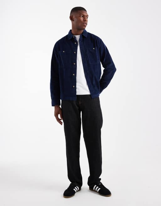 ASOS DESIGN - Camicia blu navy a coste, 2 di 5
