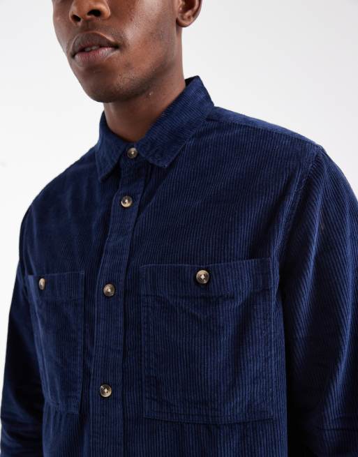 ASOS DESIGN - Camicia blu navy a coste, 5 di 5